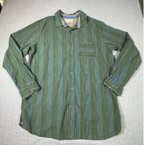 Territory Ahead Men XL Green Striped Long Sleeve Button Front Collared Shirt